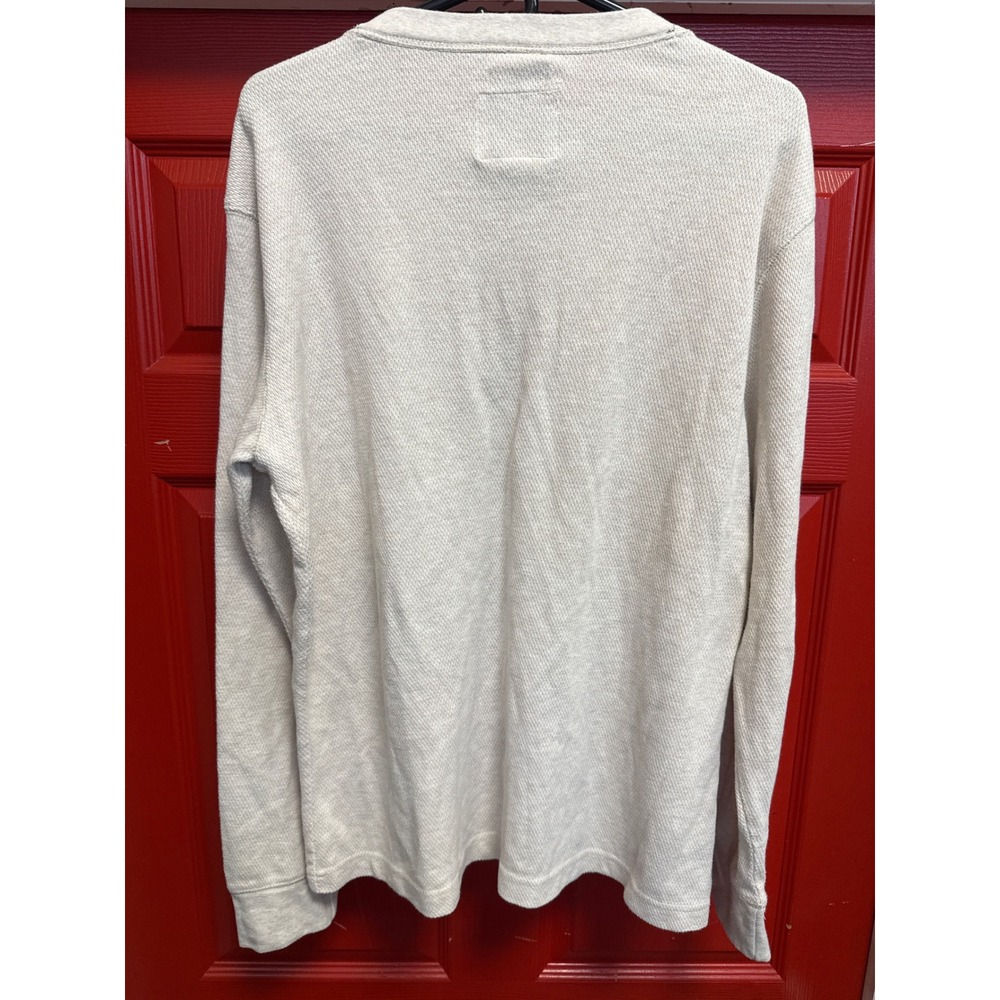 St Johns Bay Mens XL Oatmeal Heather Waffle Knit Henley Super Soft Long Sleeve